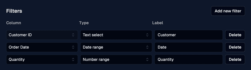 Setting up static filters